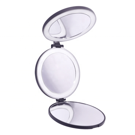 UNIQ Tri - fold Compact Travel Mirror with LED (5x and 10x magnification) - Black - | Fashiongirl