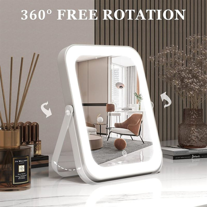 UNIQ Vanity LED Makeup Mirror with Smart Touch Control and 360° Rotation - | Fashiongirl