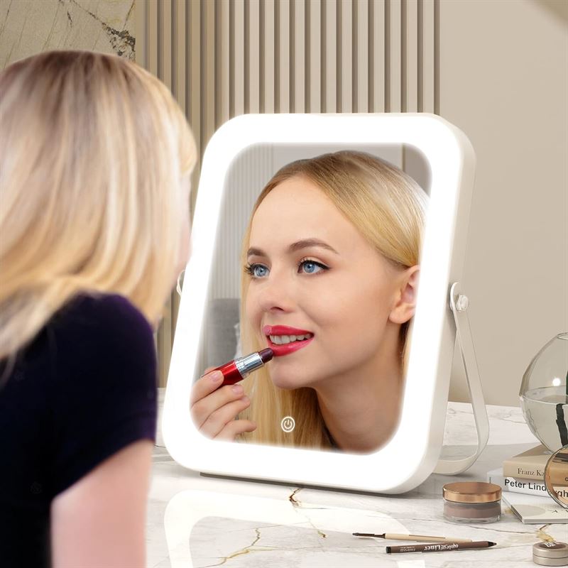 UNIQ Vanity LED Makeup Mirror with Smart Touch Control and 360° Rotation - | Fashiongirl
