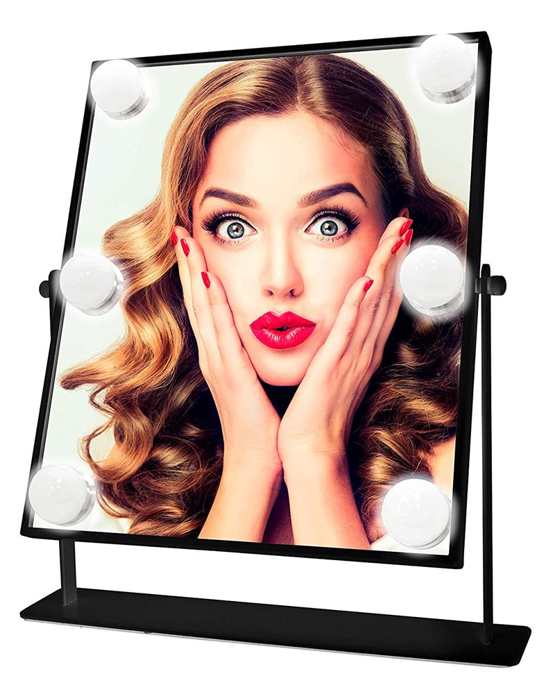 UNIQ XL Hollywood make - up mirror with 6 LED bulbs and touch function - Black - | Fashiongirl
