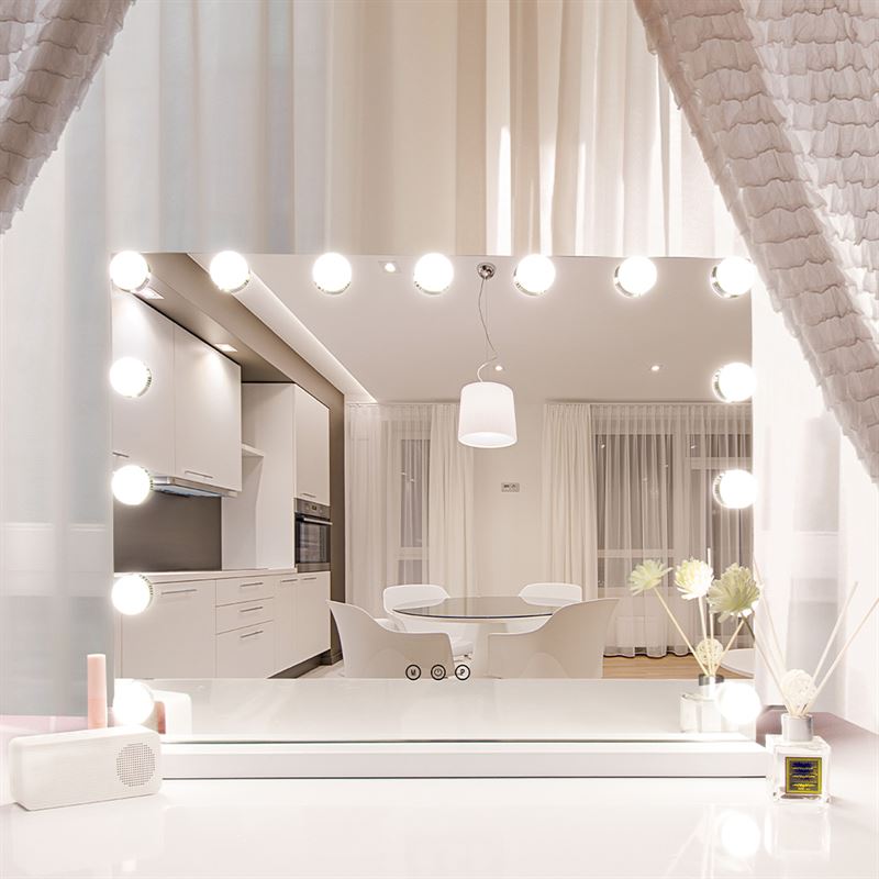 UNIQ XL Hollywood Vanity Mirror with 15 LED bulbs and touch function - White - Mirror
