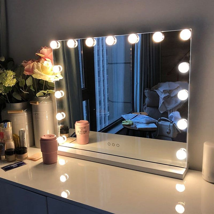 UNIQ XL Hollywood Vanity Mirror with 15 LED bulbs and touch function - White - Mirror