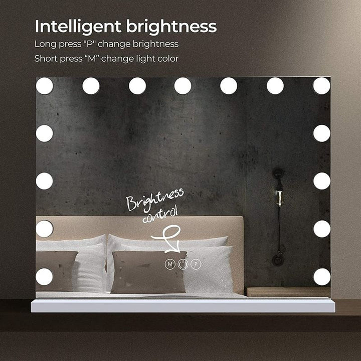 UNIQ XL Hollywood Vanity Mirror with 15 LED bulbs and touch function - White - Mirror