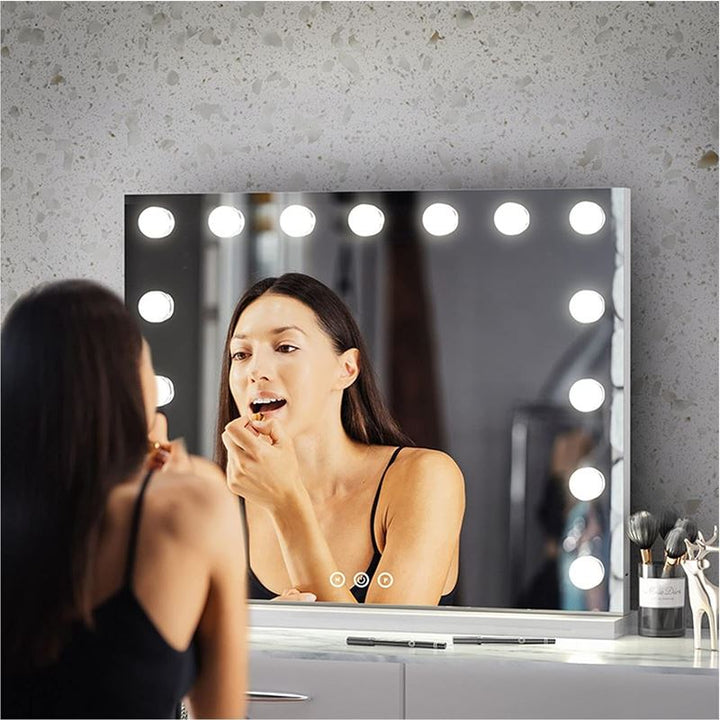 UNIQ XL Luxury Hollywood Vanity Mirror with 15 LED Lights and Touch Function – White - Mirror