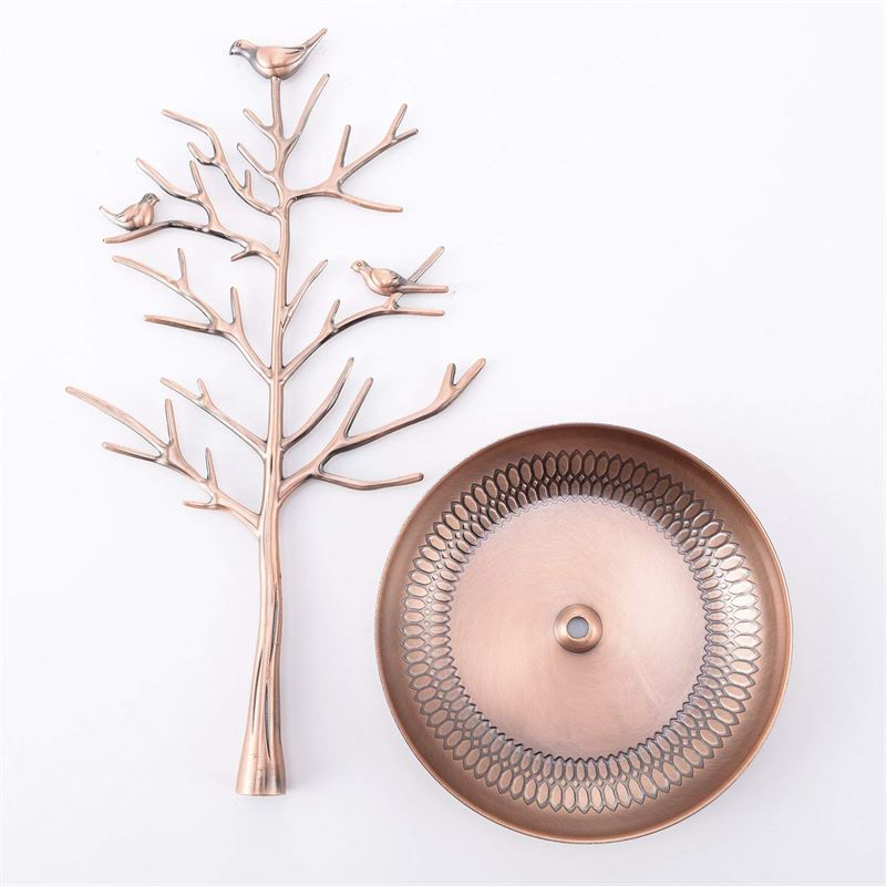Vintage jewellery tree with 3 birds (bronze) - | Fashiongirl
