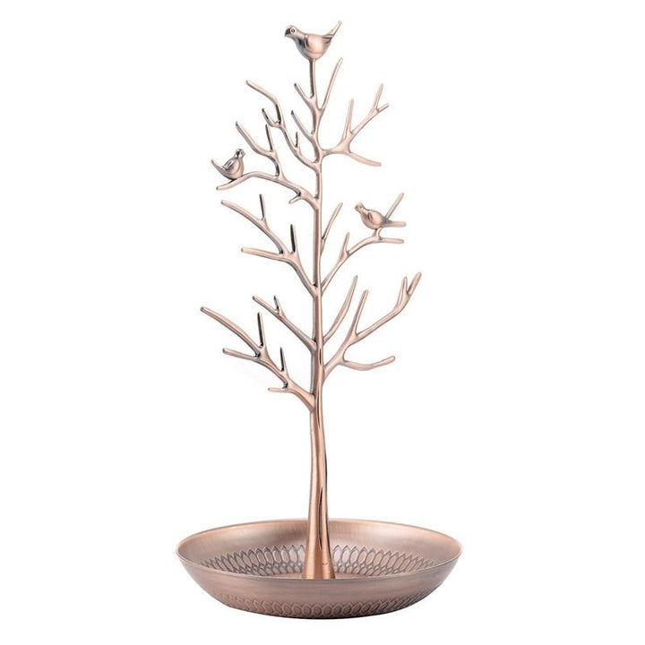 Vintage jewellery tree with 3 birds (bronze) - | Fashiongirl