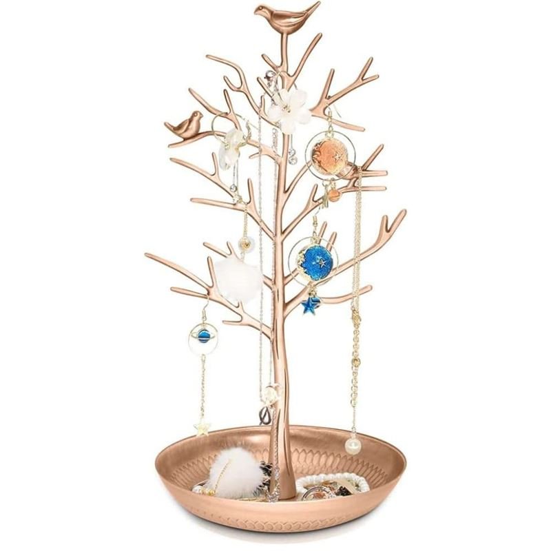 Vintage jewellery tree with 3 birds (bronze) - | Fashiongirl