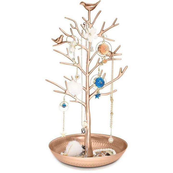 Vintage jewellery tree with 3 birds (bronze) - | Fashiongirl
