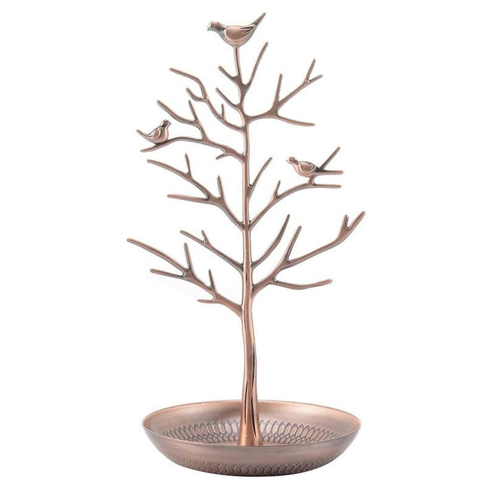 Vintage jewellery tree with 3 birds (bronze) - | Fashiongirl