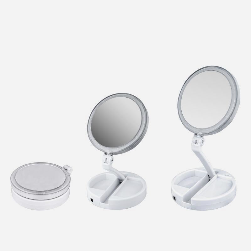  UNIQ Foldable Makeup Mirror with LED Lights and 10x Magnification