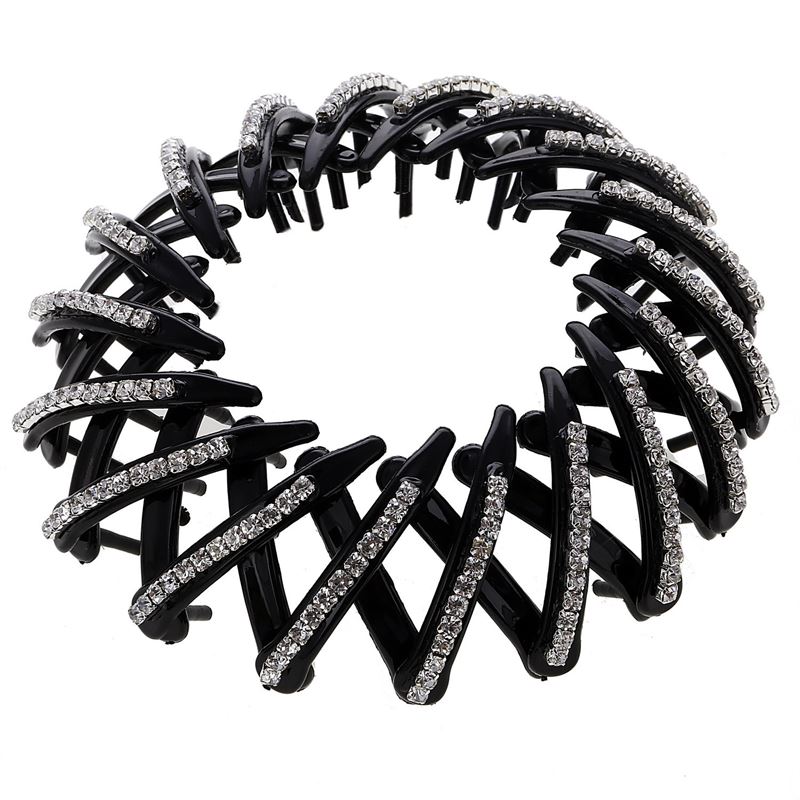 Ponytail Spiral with Rhinestones/ Bird Nest Hair Clip - Silver