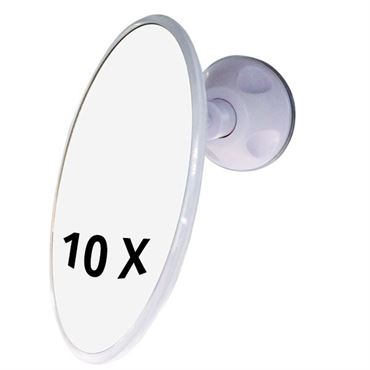 UNIQ Bathroom Mirror with Suction Cup and 10x Magnification - White