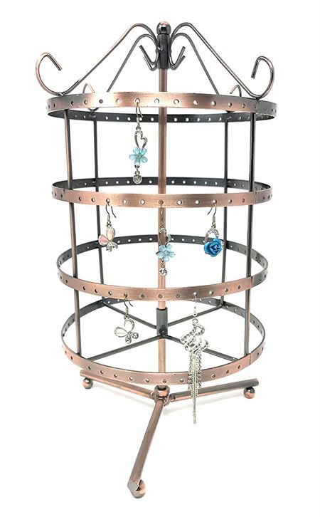Rotating Jewelry Stand for Earrings with 4 Tiers, Bronze