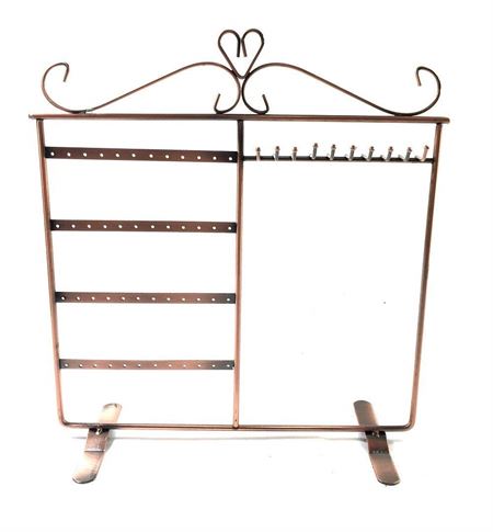 Jewelry stand for earrings, necklaces, and rings, bronze/copper