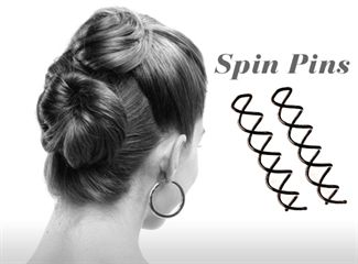 Spin Pins Hair Spirals w/ pink pearl 2 pcs