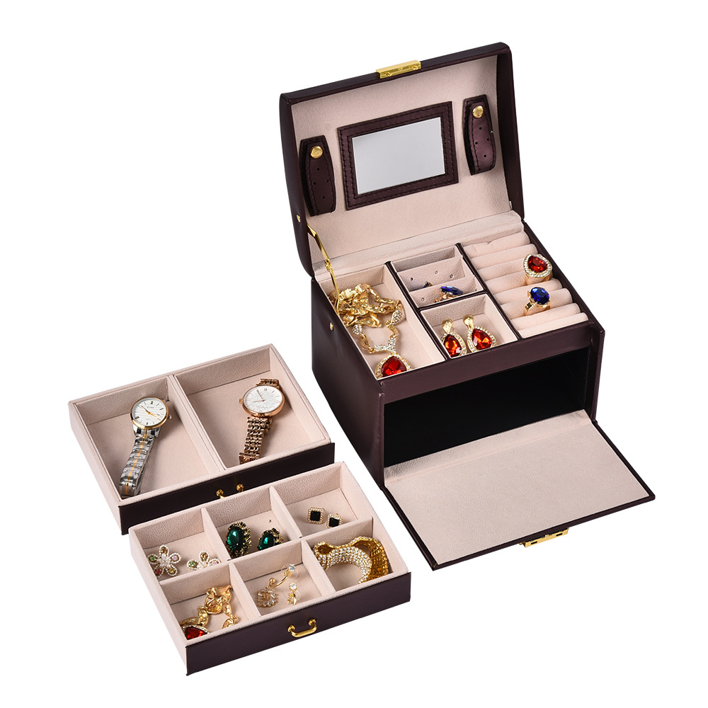  UNIQ Classic XL Jewelry Box with 3 Layers - S118 - Brown