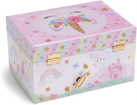 UNIQ Jewelry Box for Kids with Music Ballerina (Unicorn) - Pink/White