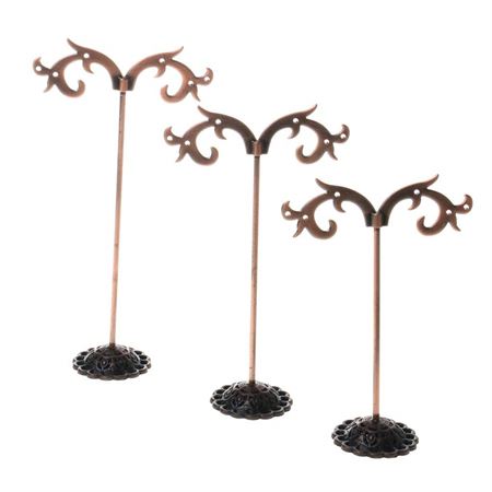 Small jewelry trees for earrings, set of 3, bronze