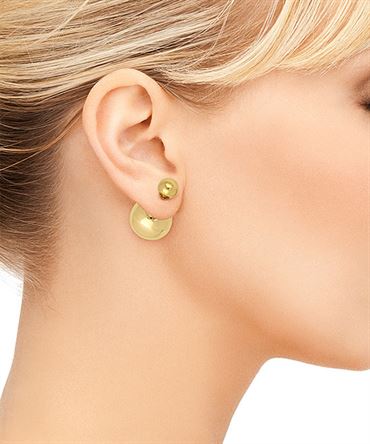 Double pearl earrings, gold