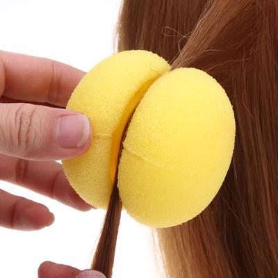 Hair Sponge curler balls - Yellow foam curlers for heatless curls, 6 pcs