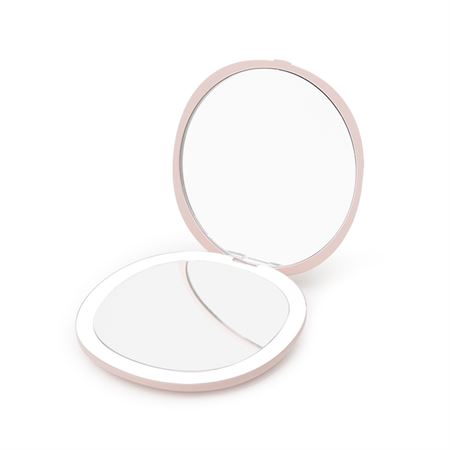 UNIQ Compact Double-Sided Travel Mirror with LED (5x magnification) - Pink