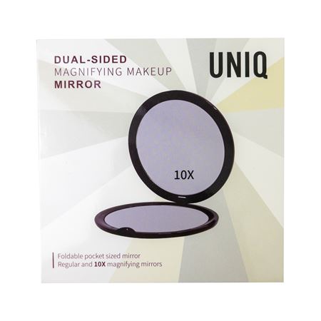 UNIQ Compact Double-Sided Mirror with 10x Magnification - Black