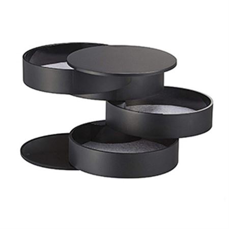 UNIQ Rotating Round Jewelry Box/Organizer with 4 Compartments - Black