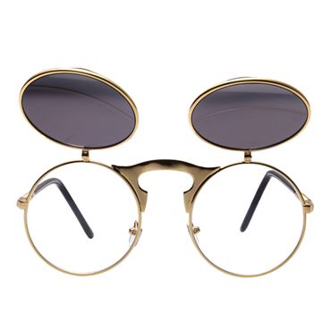 Steampunk sunglasses in gold with flip function