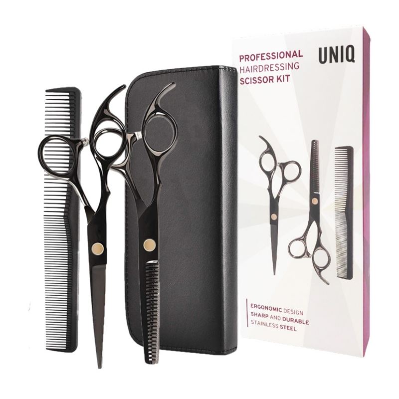 Pro Hairdressing Scissors Set with Comb, Black
