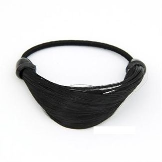 Hair elastic with synthetic hair black-brown-blonde assorted colors