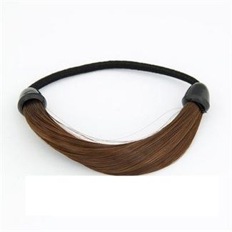 Hair elastic with synthetic hair black-brown-blonde assorted colors