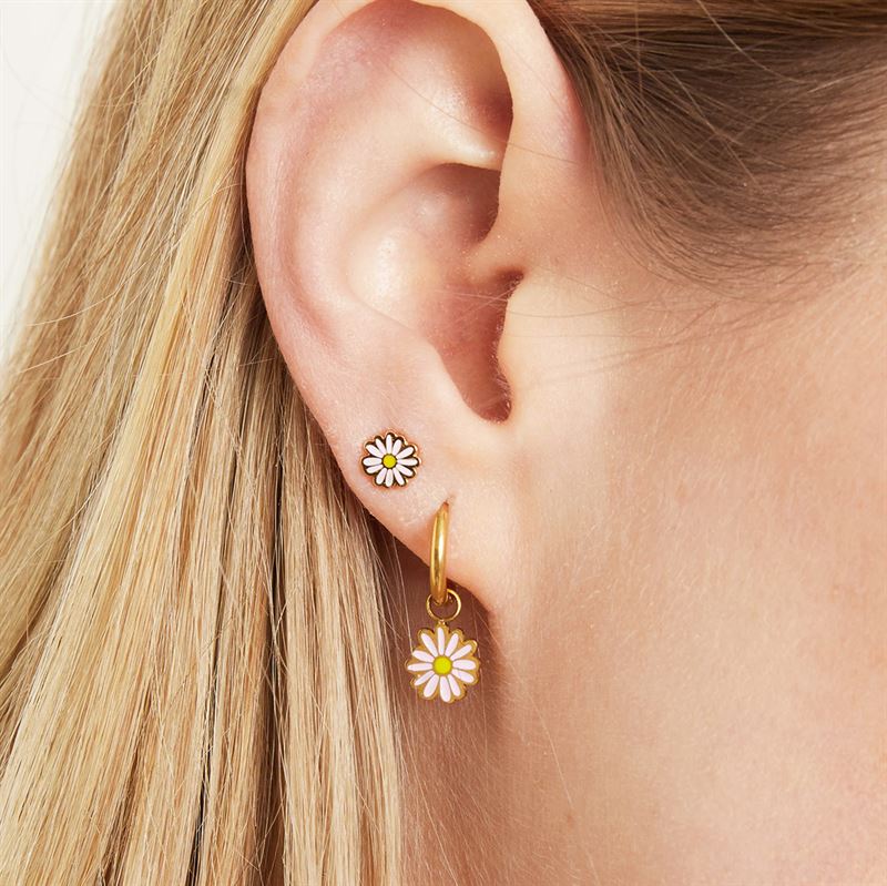  SOHO Daisy Hoop Earrings - Gold/Pink