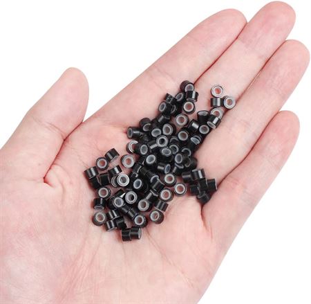 Micro Rings with Silicone for Extensions - Black 500 pcs