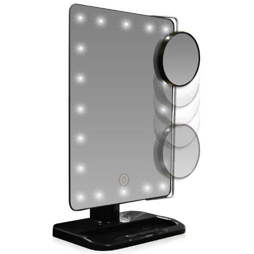 UNIQ Hollywood Makeup Mirror with LED Light and 10x Magnifying Mirror - Black