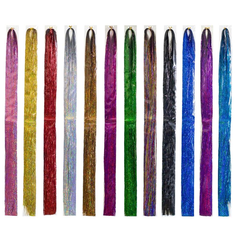 Bling Glitter Extensions - 100 pieces of glitter hair extensions, 80 cm - Red