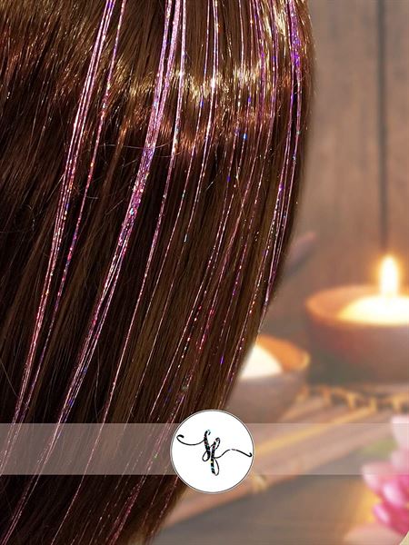 Bling Extensions | 100 glitter hair straw 80 cm, purple