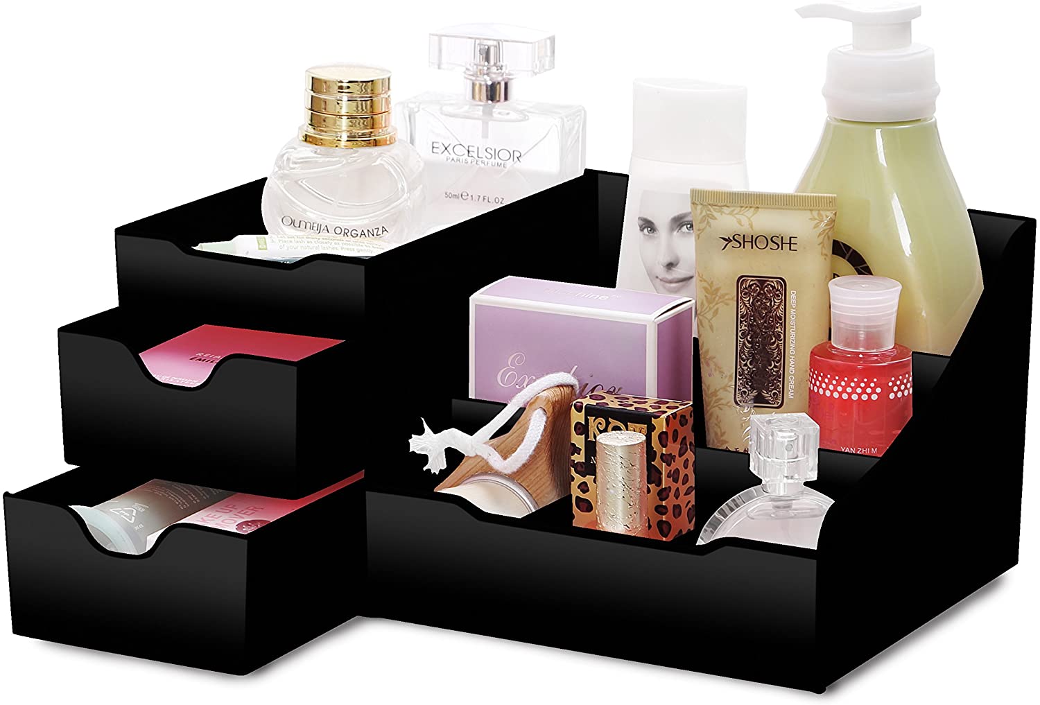 UNIQ Cosmetic Organizer for skincare & makeup - 9 Compartments - Black