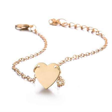 Ankle Bracelet with Heart, Gold