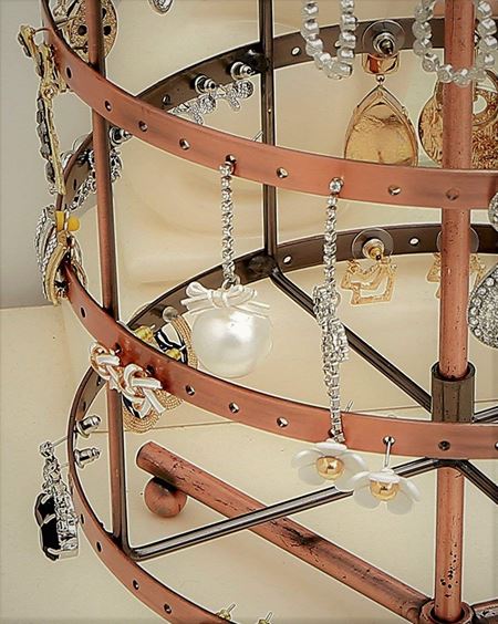 Rotating Jewelry Stand for Earrings with 4 Tiers, Bronze