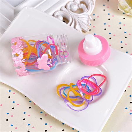 30 pcs Snag-free Hair Elastics 2mm - Mixed colors in Baby Bottle