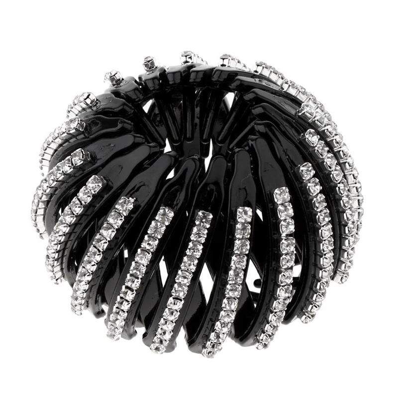 Ponytail Spiral with Rhinestones/ Bird Nest Hair Clip - Silver