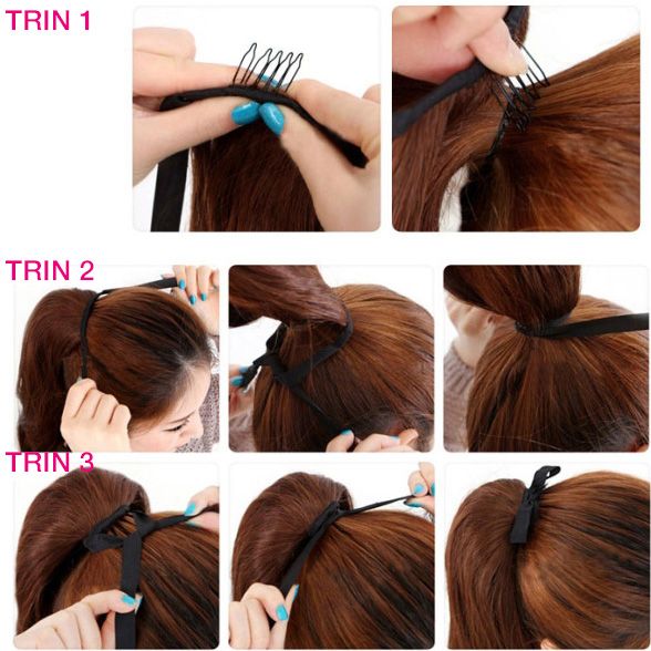 Pony tail Fiber extensions Straight brown 4#